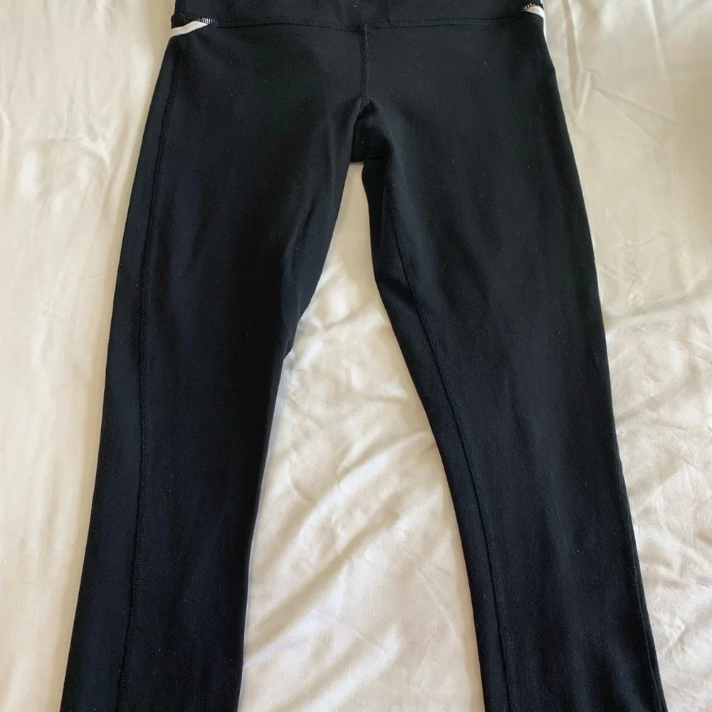 lululemon Black Leggings with White Trim - Picture 3 of 16